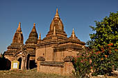 Bagan Myanmar. Cluster of red brick temples near Min myaw yaza  